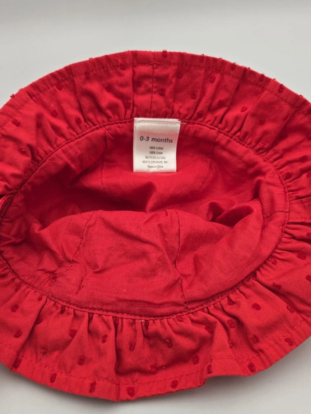 Gymboree Infants Girls Cotton Red Sun Bucket Hat Size 0-3 Months